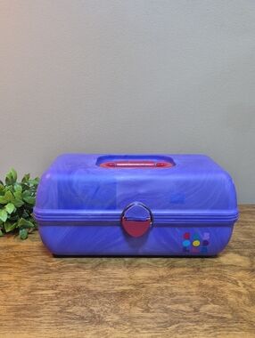 CABOODLES Vintage 90s Purple Cosmetic Case with Interior Organizer and Mirror